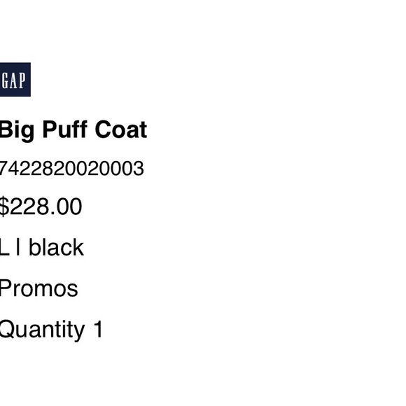 GAP Water-Resistant Black Puffer Coat - Picture 7 of 7
